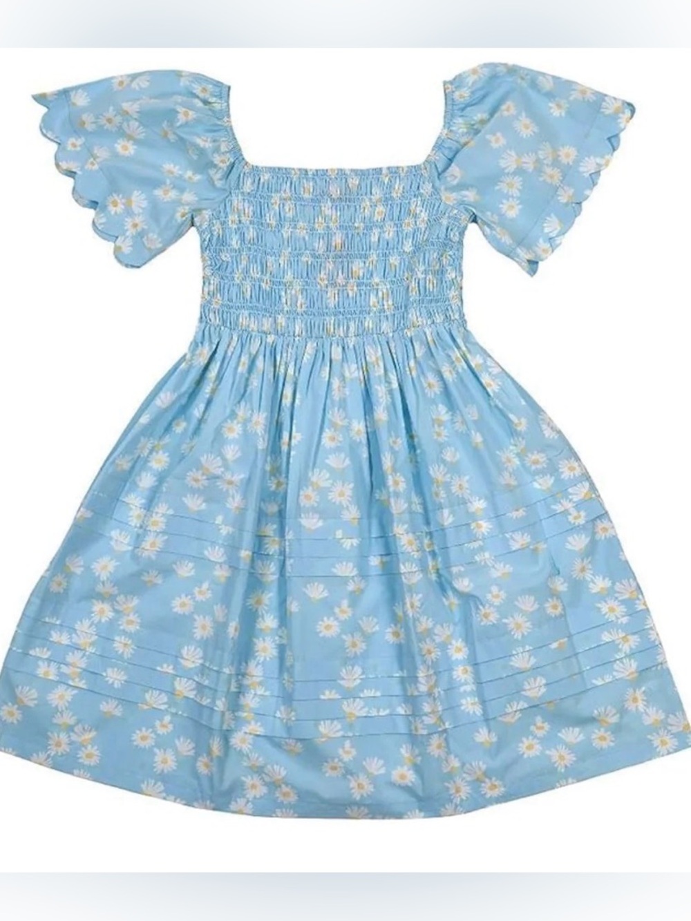 NWF Simply Southern Light Blue Floral Scallop Dress
